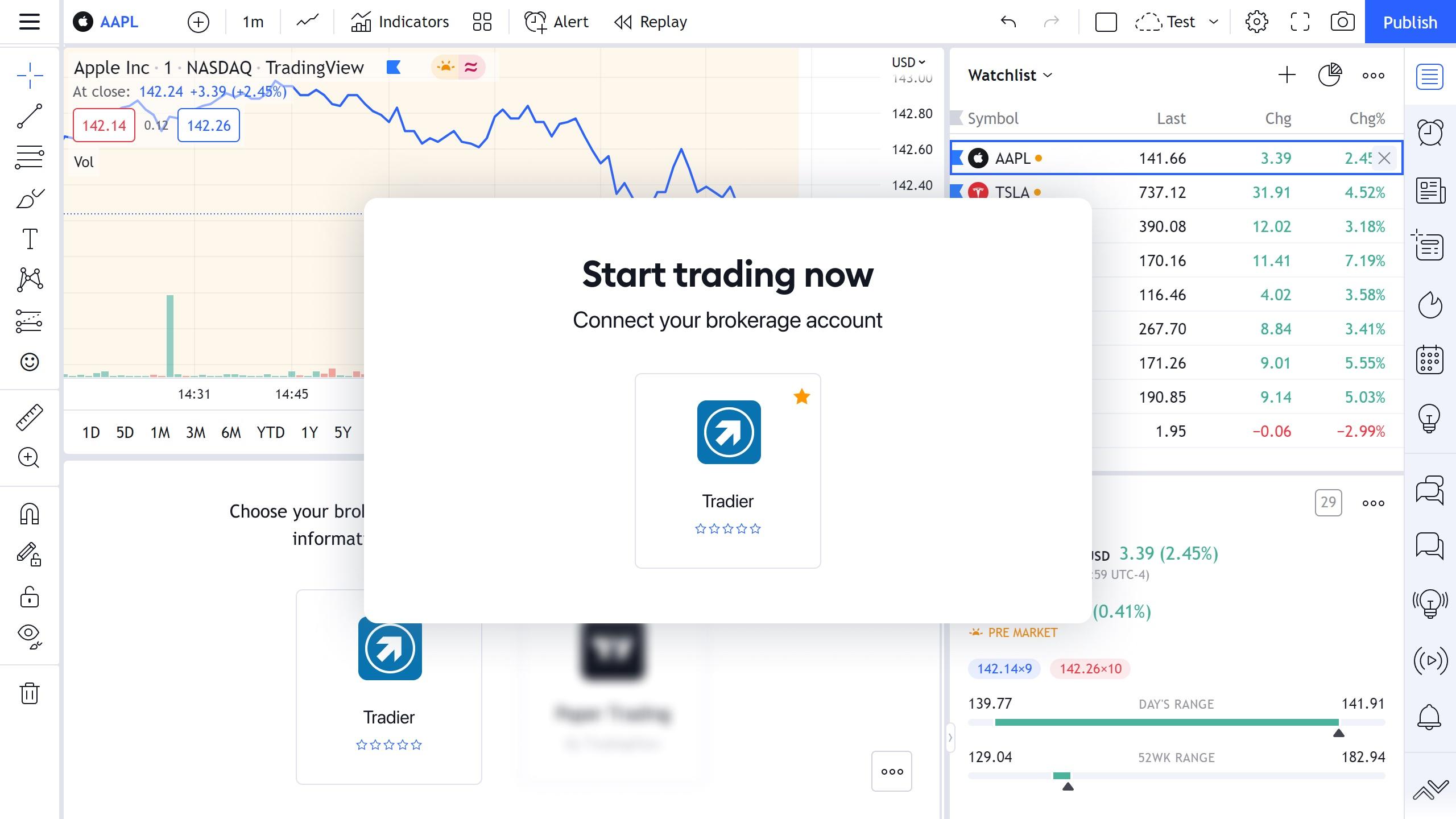 TradingView 新增券商 Tradier Brokerage,支持股票、期权及组合交易