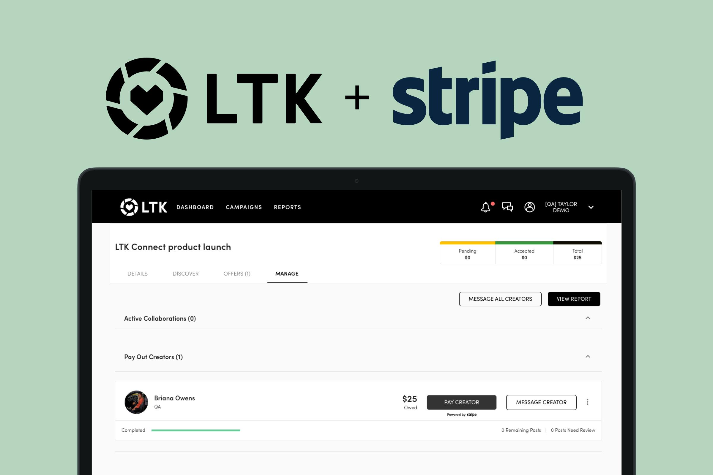Stripe 助力 LTK Connect 实现品牌向创作者即时付款