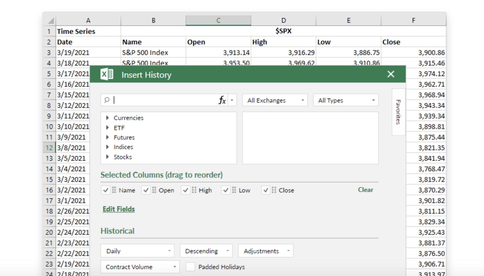 Barchart for Excel 新增实时股票期权数据与分析功能