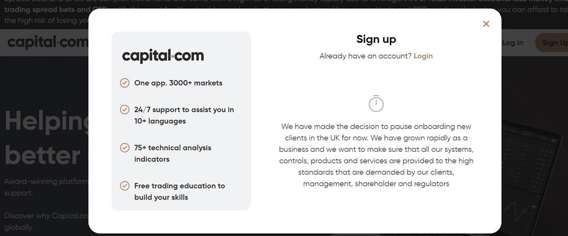 Capital.com 暂停英国新客户开户