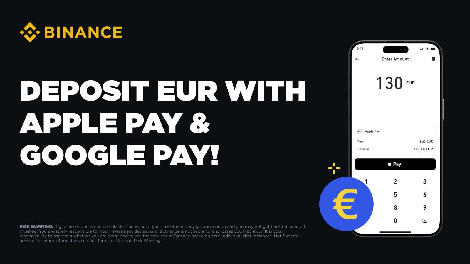 Binance 新增 Apple Pay 和 Google Pay 作为欧元存款选项